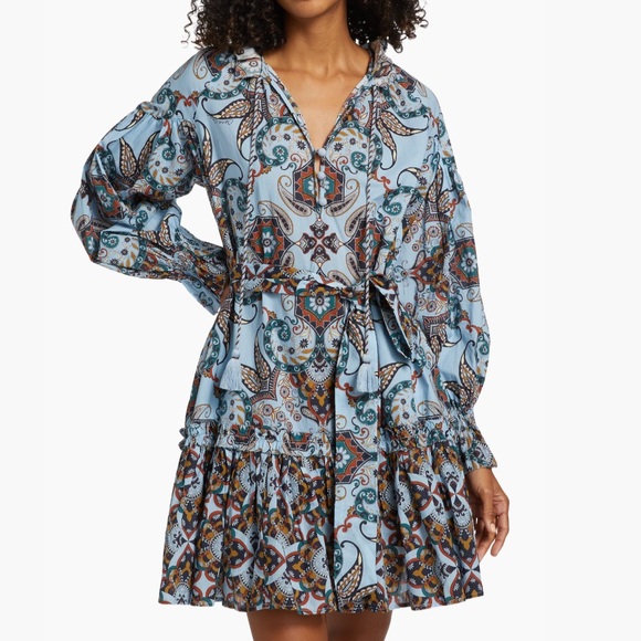 Cara Cara Poppy Paisley Belted Minidress - Picture 1 of 7